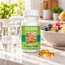 Lecithin softgel capsules taken daily with breakfast